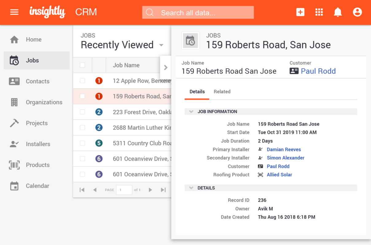 insightly dashboard crm tool for small business