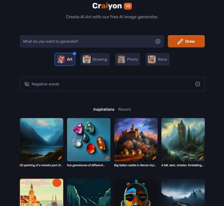 Craiyon Homepage